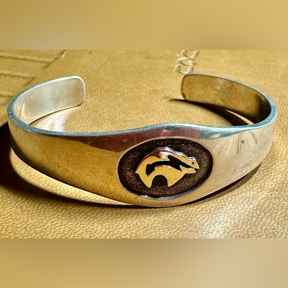 Navajo Sterling 925 & 14k Gold Cuff Bracelet  MM Rogers CG 14k 6.5” Lot#26